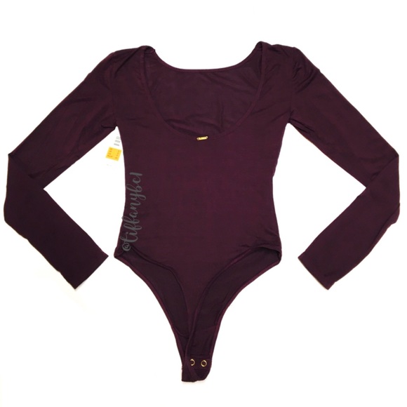 Sam Edelman Boat Neck Long Sleeve Bodysuit Prune - Picture 3 of 8